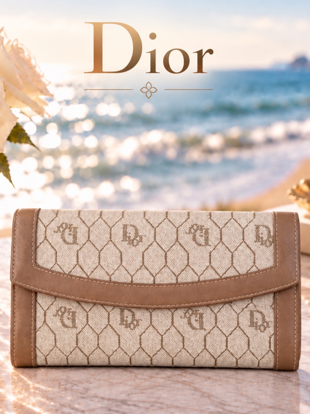 Christian Dior Vintage,  Honeycomb, Kiss-Lock Clutch Wallet. Made in Spain